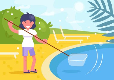 Havuz temiz vektör. Çizgi film. İzole sanat düz