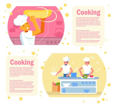 Pizzacı restoran Karikatür için afiş ve kuponlar. İzole sanat