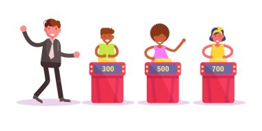 Tv oyunu programı Vector. Karikatür. Beyaz arka planda izole sanat. Düz