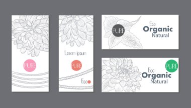 Afiş tasarımı yüksek detaylı çiçekler ve beyaz arka planlar üzerinde izole yaprakları ile ayarlayın. Broşür, kapak sayfası, belge, kitapçık vektör şablonları