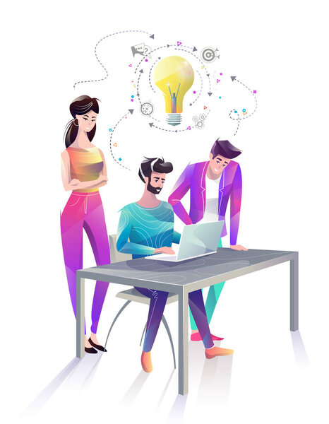 Concept in flat style with office workers.