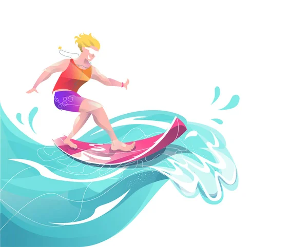 Konzept im flachen Stil mit Surfer Mann. Stockillustration