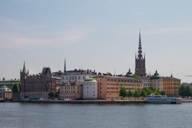 Stockholm, İsveç eski şehir manzaralı panorama