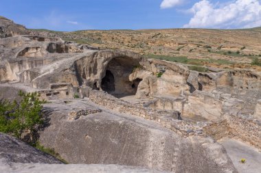 Antik mağara şehri Uplistsihe 'de panoramik manzara