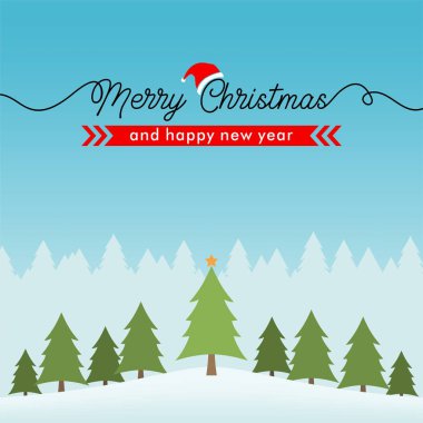 Noel ve yeni yıl kış manzarası ile baskı ile