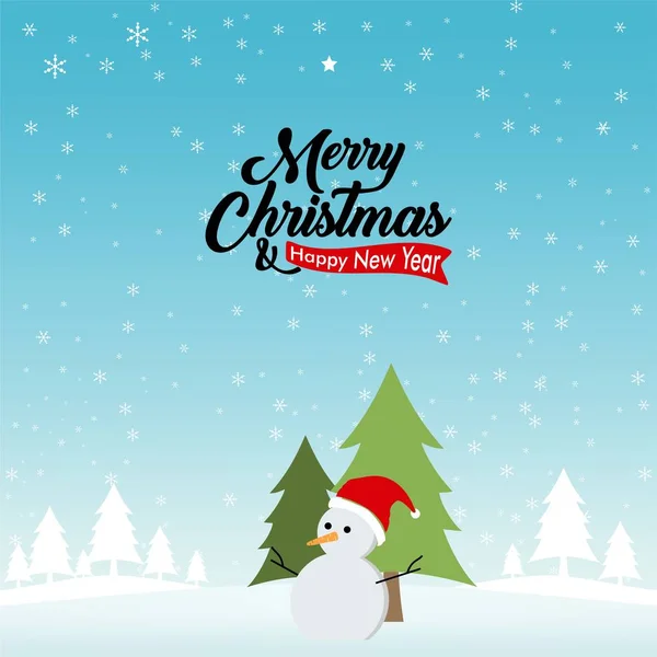 Noel ve yeni yıl kış manzarası ile baskı ile