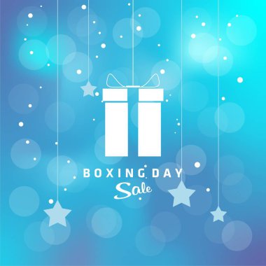 Boxing day sale text with bokeh abstrack blue background clipart