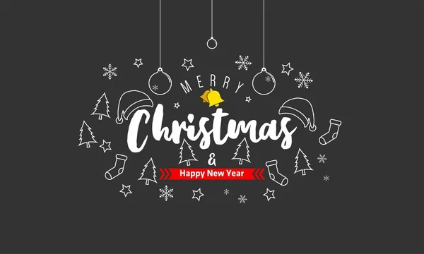 Neşeli Noel metin yazı tahtası artalanları ve Noel ormaments ile
