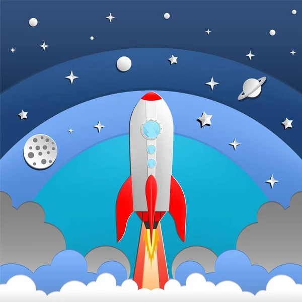 Illustration Der Rakete Weltraum — Stockvektor