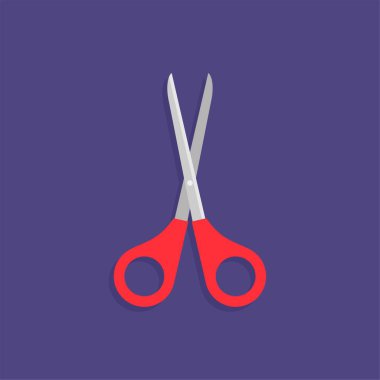 Üzerinde mavi arka plan izole makas simgesi