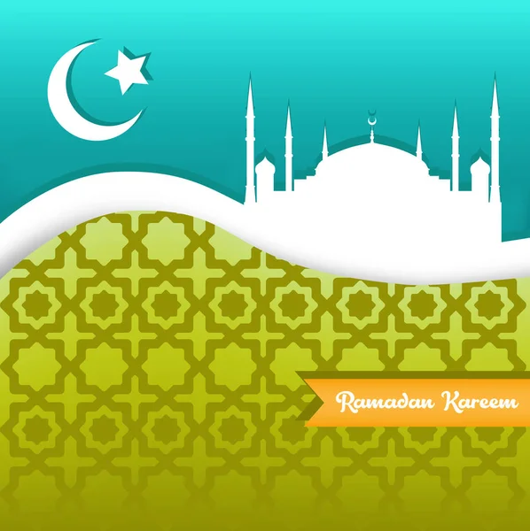 Ramadan Kareem Background Paper Craft Style — Stock Vector