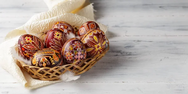 Easter eggs decorated with wax resist technique — Stock Photo, Image