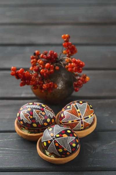 Easter eggs decorated with wax resist technique — Stock Photo, Image