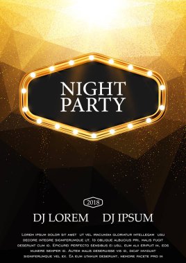 Gece parti el ilanı şablonu tasarım. Altın ve siyah vektör arka plan. Eps10