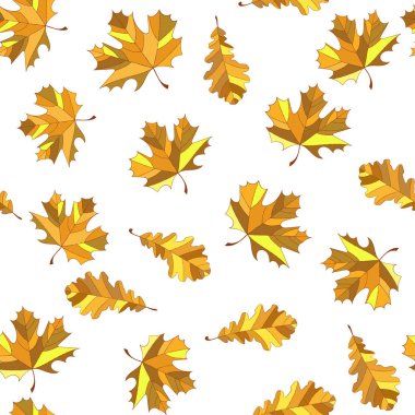 Sonbahar arka plan. Akçaağaç ve meşe yaprağı ile Seamless modeli. Vektör çizim Eps10