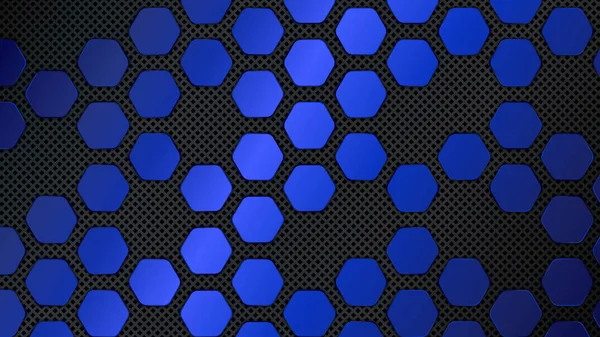 Textura Metálica Abstrato Fundo Preto Azul Com Hexágonos Padrão Geométrico —  Vetores de Stock
