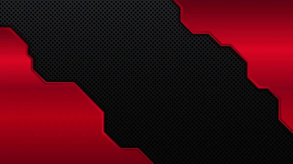 Fondo Metal Negro Rojo Banner Metálico Vectorial Antecedentes Tecnológicos Abstractos — Vector de stock