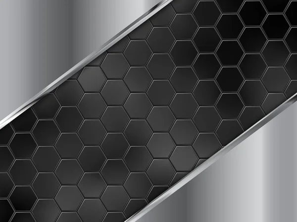 Abstrakt Silver Och Svart Bakgrund Med Hexagoner Vektorillustration Eps10 — Stock vektor