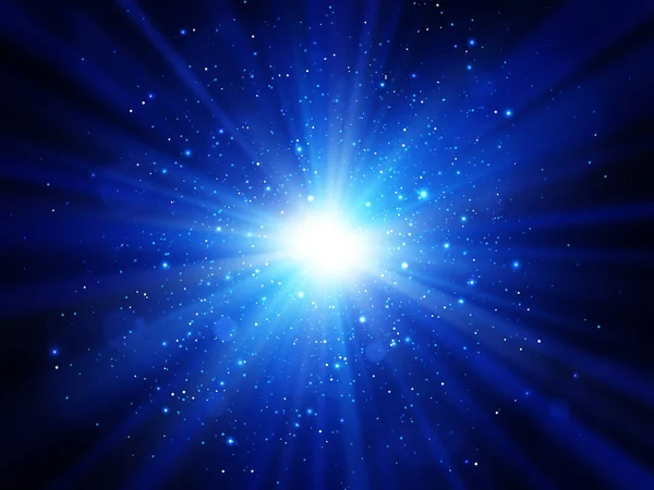 Licht Effect Sterrensprong Met Glitters Blauwe Vector Explosie Eps10 — Stockvector
