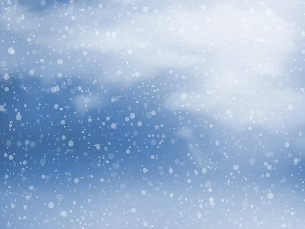 Zimowe Niebo Padający Śnieg Tło Boże Narodzenie Nowy Rok Ilustracja — Wektor stockowy
