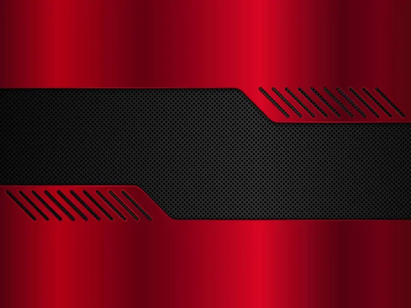 Fondo de metal negro y rojo. Banner metálico vectorial. Antecedentes de tecnología abstracta — Archivo Imágenes Vectoriales