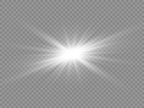 Vector transparant lichteffect. zonlicht speciale lens Flash — Stockvector