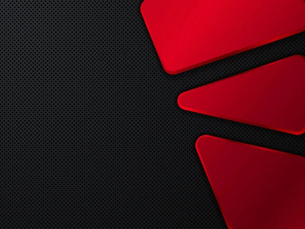 Fondo de metal negro y rojo. Banner metálico vectorial. Antecedentes de tecnología abstracta — Vector de stock