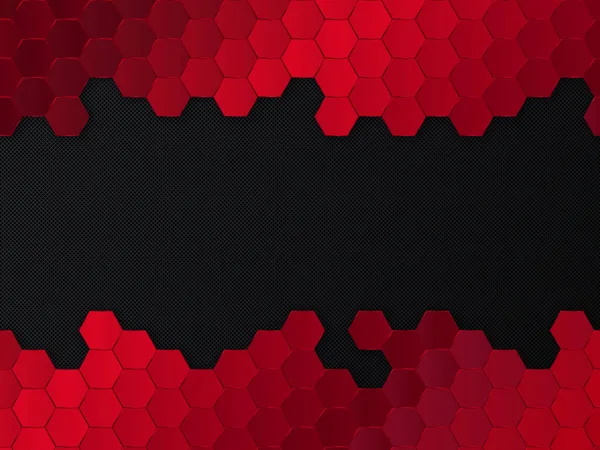 Abstrato fundo vermelho e preto com hexágonos. Ilustração vetorial — Vetor de Stock