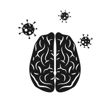 İnsan beyni. Coronavirus, COVID-19 konsepti. Vektör illüstrasyonu EPS10