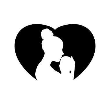 Anne ve çocuk logosu. Vektör illüstrasyonu EPS10