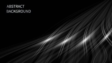 Parlayan dalgalarla siyah beyaz arka plan. Soyut vektör çizimi. EPS10