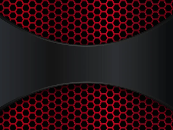 六角形の赤と黒の金属の背景を抽象化します ベクターイラスト Eps10 — ストックベクタ