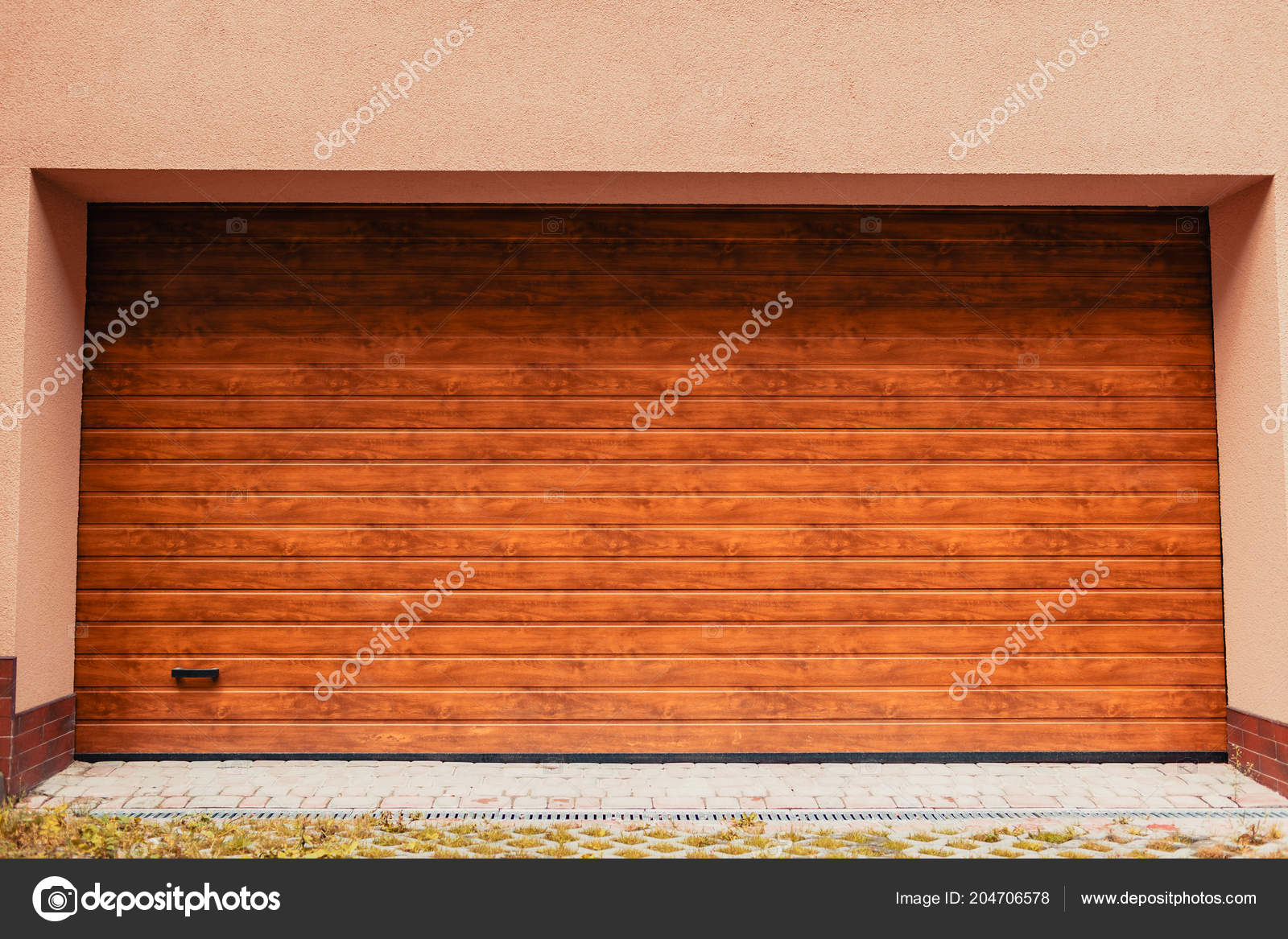 Wooden Garage Door Modern Garage New Building Closed Shed
