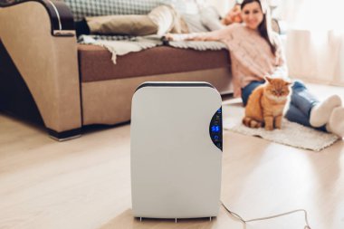 Dehumidifier değmek kapı aynası, nem göstergesi, uv lambası, Ionizer hava, konteyner işleri evde soğutma insanlar ise su. Üşütüp, hasta kavramı
