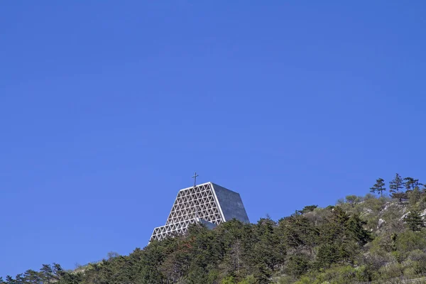 Högt Ovanför Över Triestebukten Toppmötet Monte Grisa Karst Modern Och — Stockfoto