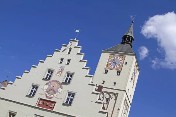 Det Gamla Rådhuset Deggendorf Med Sitt Distinkta Torn Byggd Den — Stockfoto
