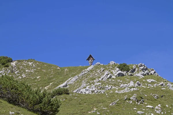 Саміт Хрест Карвендель Гірський Хребет Кокеткою Сідло Популярні Hut Гора — стокове фото