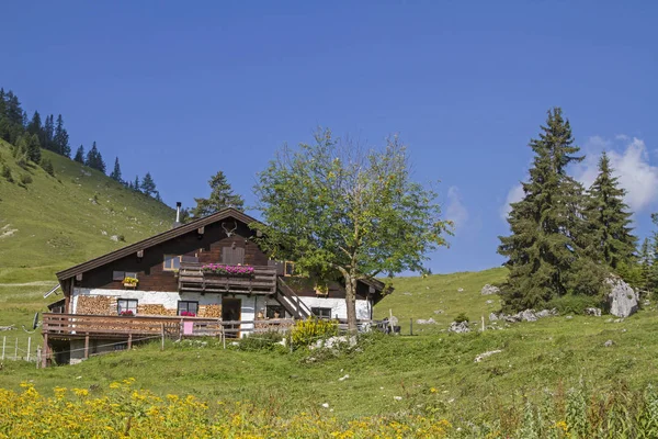 Die Idyllische Grabenbergalm Mit Der Kleinen Bergkapelle Liegt Tiroler Teil — Stockfoto