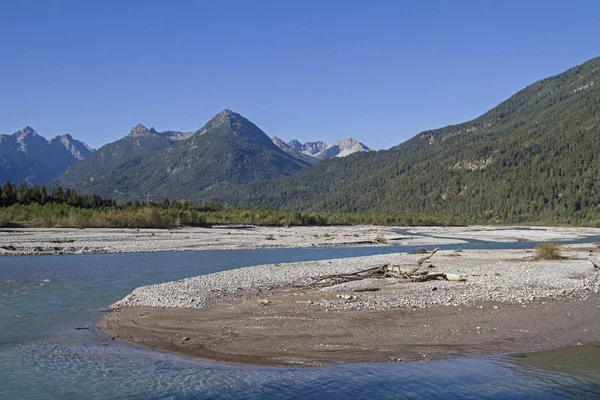 Imposing Broad River Valley Lech Tyrol Designated Nature Protection Area — Stock Photo, Image