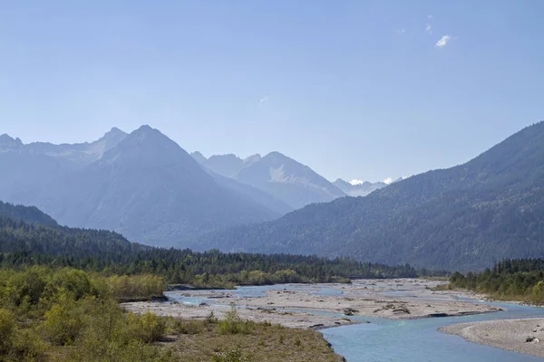 Imposing Broad River Valley Lech Tyrol Designated Nature Protection Area — Stock Photo, Image