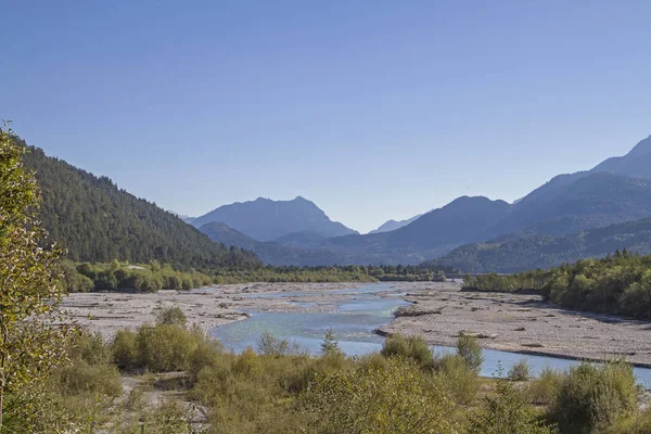 Den Imponerande Bred River Valley Lech Tyrolen Designerades Ett Naturområde — Stockfoto