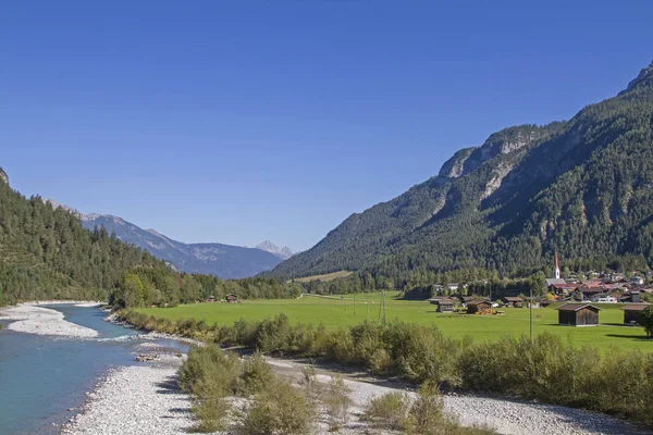 Das Imposante Breite Flusstal Des Lechs Tirol Wurde Als Naturschutzgebiet — Stockfoto
