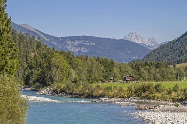 Den Imponerande Bred River Valley Lech Tyrolen Designerades Ett Naturområde — Stockfoto