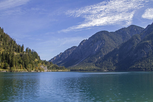 lake  Plansee with its fjord-like appearance is located near Reutte in Tyrol