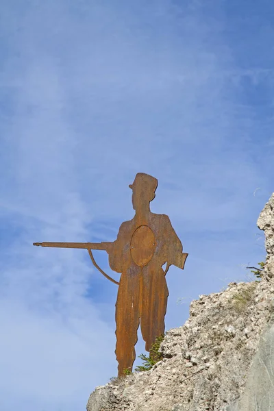 Silhouette Soldier Time Mountain War 1914 1918 Seen — Stock Photo, Image