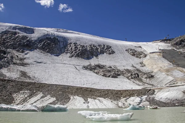 Зеленоватое Ледниковое Озеро Лежит Подножия Реттенбахфернера Конце Ледниковой Дороги Эцталь — стоковое фото