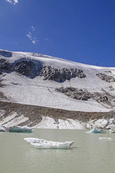 Lago Glaciar Verdoso Encuentra Pie Del Rettenbachferner Final Carretera Glaciar — Foto de Stock