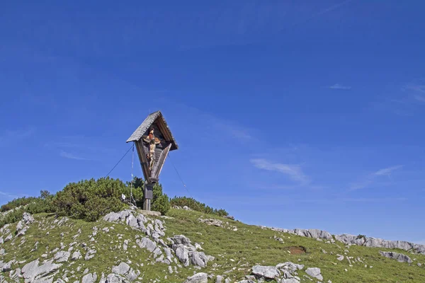 Top Kruis Satteljoch Het Karwendel Gebergte Een Populaire Hut Berg — Stockfoto