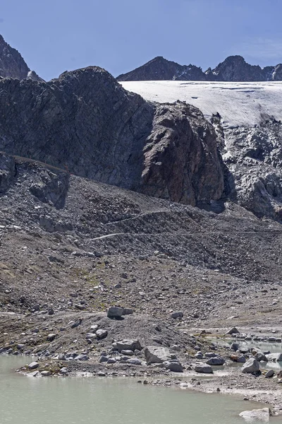 Nazelenalým Ledovcem Jezero Leží Úpatí Rettenbachferner Konci Oetztal Ledovcová Silnice — Stock fotografie