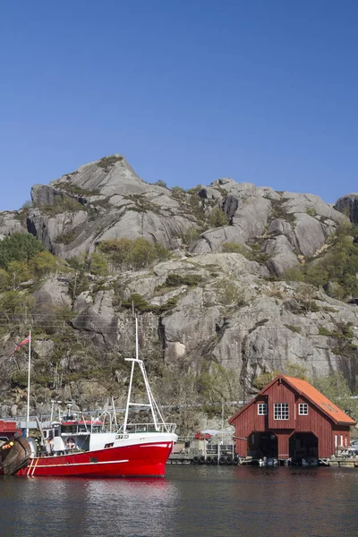 Rekefjord-horgászfalu Dél-Norvégiában — Stock Fotó